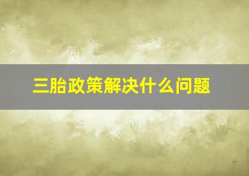 三胎政策解决什么问题