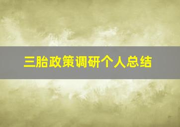 三胎政策调研个人总结