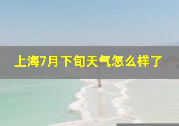 上海7月下旬天气怎么样了