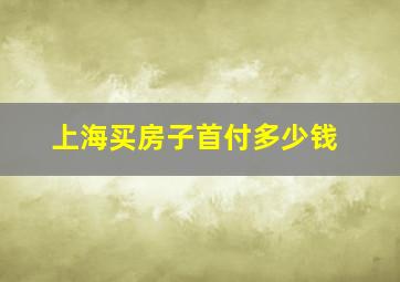 上海买房子首付多少钱