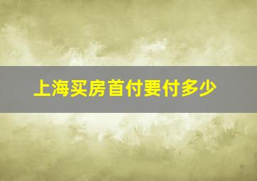 上海买房首付要付多少