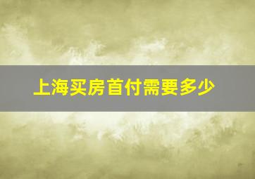 上海买房首付需要多少