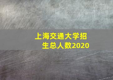 上海交通大学招生总人数2020