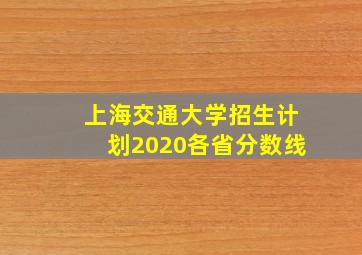 上海交通大学招生计划2020各省分数线