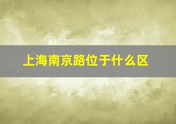 上海南京路位于什么区