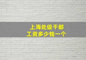 上海处级干部工资多少钱一个