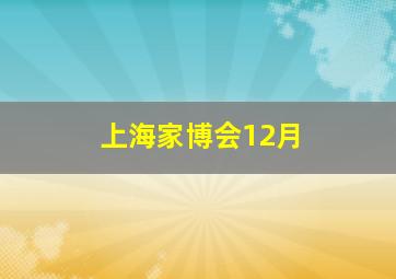 上海家博会12月