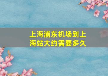 上海浦东机场到上海站大约需要多久