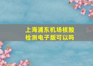 上海浦东机场核酸检测电子版可以吗