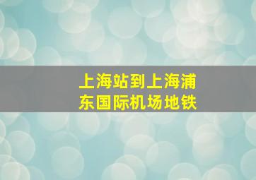 上海站到上海浦东国际机场地铁