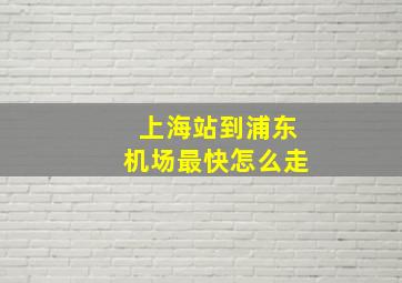 上海站到浦东机场最快怎么走