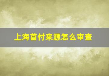 上海首付来源怎么审查