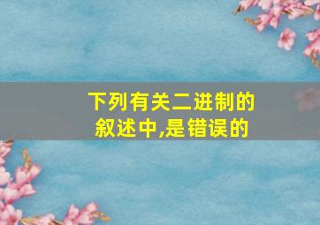 下列有关二进制的叙述中,是错误的