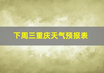 下周三重庆天气预报表