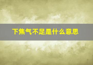 下焦气不足是什么意思