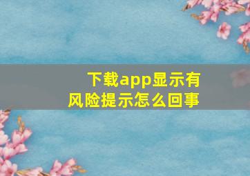 下载app显示有风险提示怎么回事