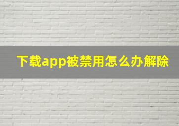 下载app被禁用怎么办解除