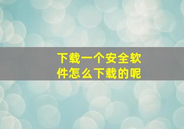 下载一个安全软件怎么下载的呢