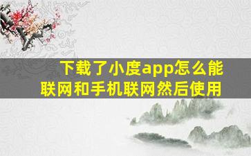 下载了小度app怎么能联网和手机联网然后使用