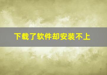 下载了软件却安装不上