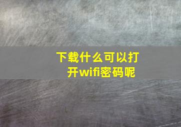 下载什么可以打开wifi密码呢