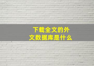 下载全文的外文数据库是什么