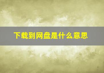 下载到网盘是什么意思