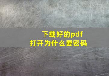 下载好的pdf打开为什么要密码