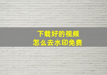 下载好的视频怎么去水印免费