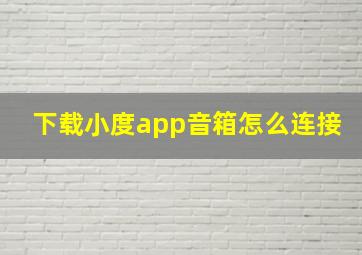 下载小度app音箱怎么连接