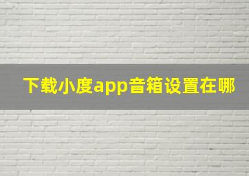 下载小度app音箱设置在哪