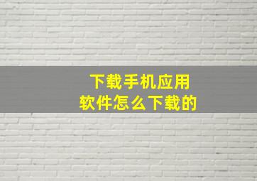 下载手机应用软件怎么下载的