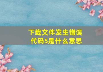 下载文件发生错误代码5是什么意思