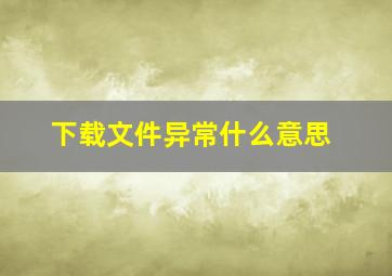 下载文件异常什么意思