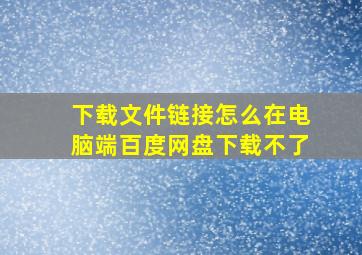 下载文件链接怎么在电脑端百度网盘下载不了