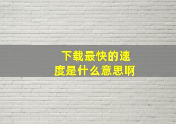 下载最快的速度是什么意思啊