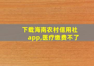 下载海南农村信用社app,医疗缴费不了