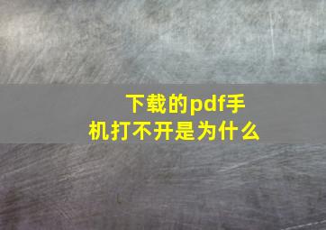 下载的pdf手机打不开是为什么