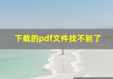 下载的pdf文件找不到了