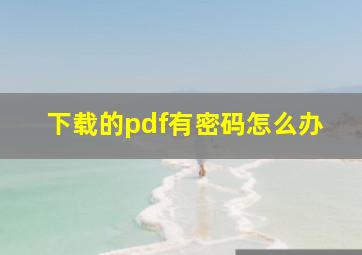 下载的pdf有密码怎么办