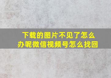 下载的图片不见了怎么办呢微信视频号怎么找回