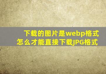 下载的图片是webp格式怎么才能直接下载JPG格式