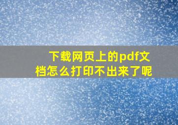 下载网页上的pdf文档怎么打印不出来了呢