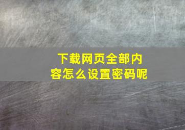 下载网页全部内容怎么设置密码呢