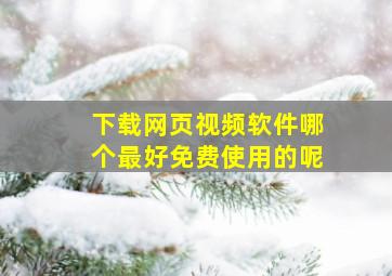 下载网页视频软件哪个最好免费使用的呢