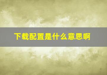 下载配置是什么意思啊