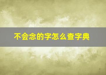 不会念的字怎么查字典