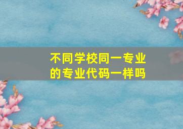 不同学校同一专业的专业代码一样吗