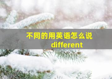 不同的用英语怎么说different