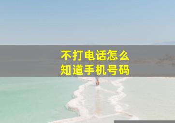 不打电话怎么知道手机号码